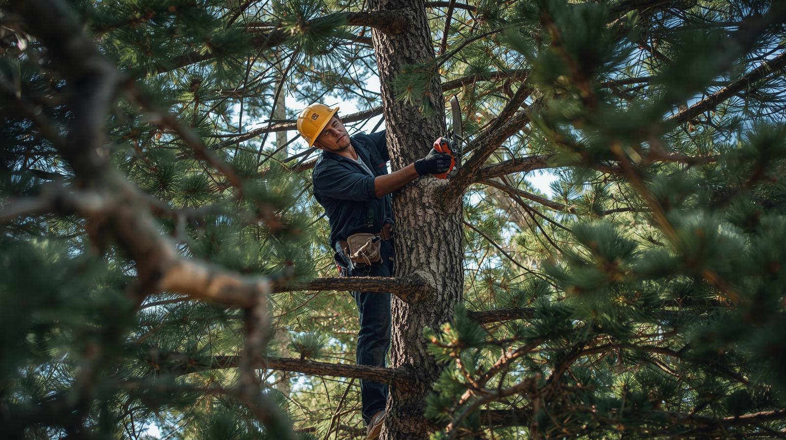 Action de rognage de souche de pin maritime après abattage à Capbreton pour libérer un terrain sablonneux.